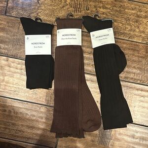 3 prs of Nordstrom Women’s Dress Socks - Black and Brown